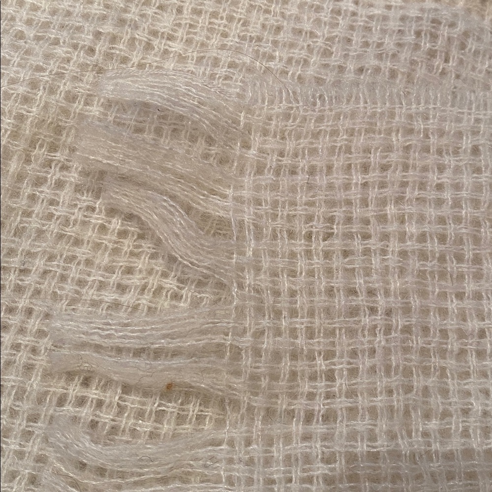 J Crew long scarf ivory basket weave wool mohair acrylic blend 13 x 76 - Picture 9 of 9